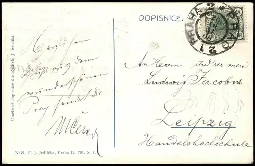 Postcard Prag Praha POHLED NA PRAHU Z KRÁL. HRADU. Stimmungsbild 1908