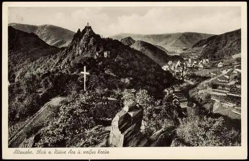 Ansichtskarte Altenahr Weißes Kreuz und Burgruine Are 1955