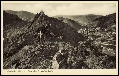 Ansichtskarte Altenahr Panorama Blick Burg Ruine Are u. weißes Kreuz 1951