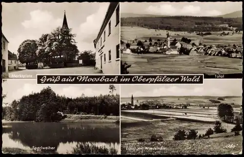 Moosbach (Oberpfalz) Mehrbild-AK  Marktplatz, Sperl-Weiher, Total  1960