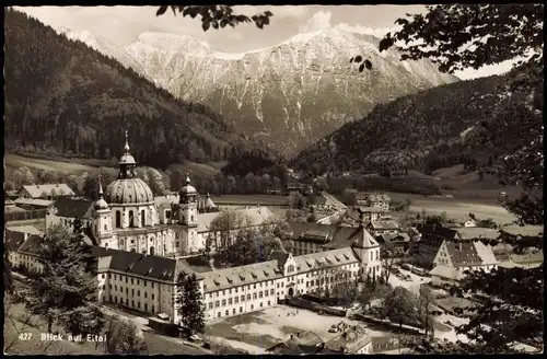 Ansichtskarte Ettal Kloster aus der Vogelschau-Perspektive 1960