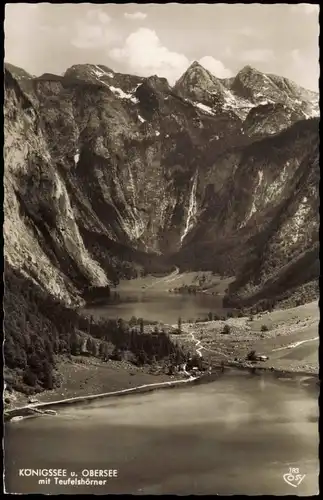 Schönau am Königssee Königssee und Obersee mit Teufelshörner (Berge) 1965