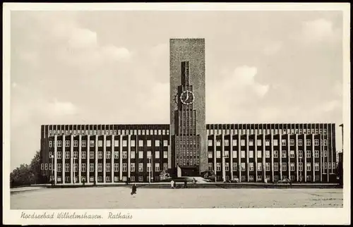 Ansichtskarte Wilhelmshaven Partie am Rathaus 1955
