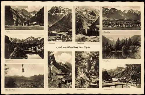 Oberstdorf (Allgäu) Mehrbild-AK mit Umlandansichten & Allgäu 1955