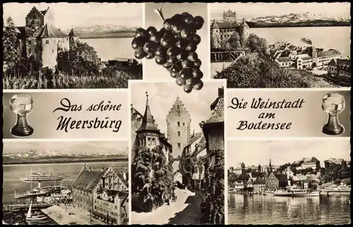Ansichtskarte Meersburg Mehrbildkarte der Weinstadt am Bodensee 1960