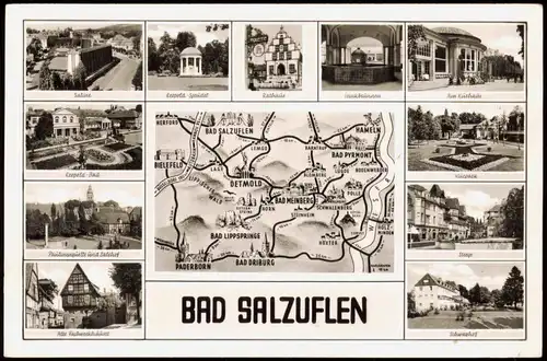 Bad Salzuflen Umlandansicht (Landkarte) mit div. Ortsansichten 1960