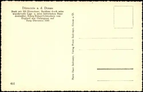 Ansichtskarte Dürnstein Partie am Stiftshof 1940