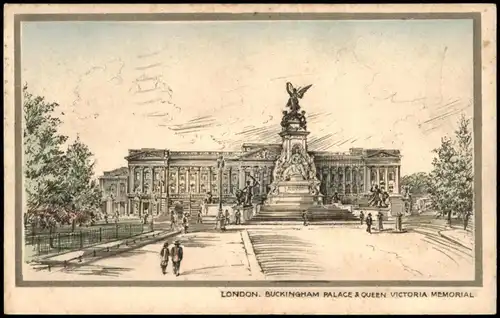 Postcard London BUCKINGHAM PALACE & QUEEN VICTORIA MEMORIAL 1936