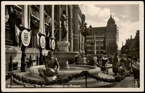 Ansichtskarte Berlin Olympiabrunnen am Rathaus; Olympiade 1936