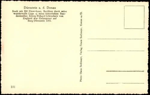 Ansichtskarte Dürnstein Stadtteilansicht 1940
