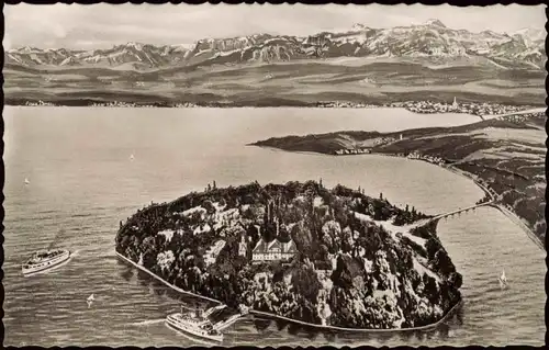 Ansichtskarte Konstanz Insel Mainau aus der Vogelschau, Bodensee 1960