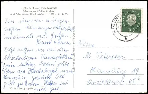 Freudenstadt Mehrbildkarte des Höhenluftkurortes im Schwarzwald 1960