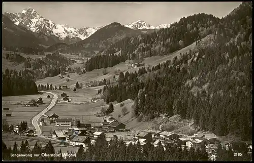 Ansichtskarte Langenwang (Allgäu) Panorama-Ansicht 1955  gel Stempel LANGENWANG