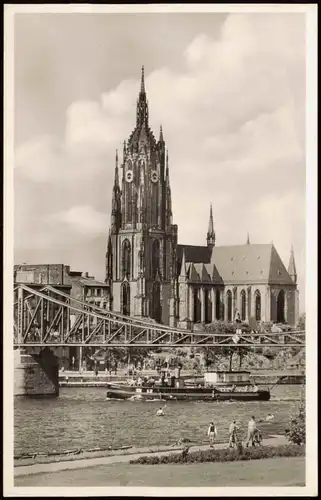 Sachsenhausen-Frankfurt am Main Main Partie, Dom mit Eisernem Steg 1960