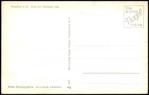 Sachsenhausen-Frankfurt am Main Main Partie, Dom mit Eisernem Steg 1960