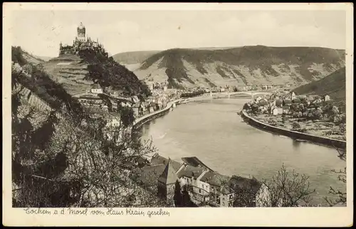 Cochem Kochem Mosel Panorama-Ansicht vom Haus Krain gesehen 1953
