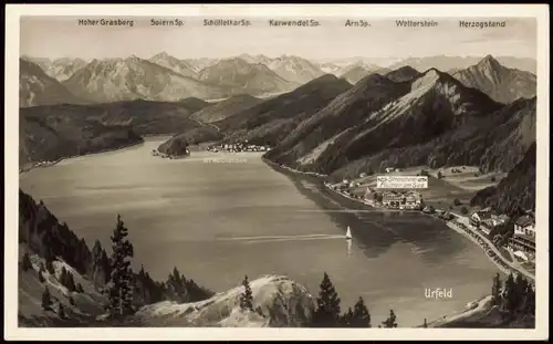 Ansichtskarte Urfeld-Kochel am See Panorama-Ansicht; Berg-Panorama 1957