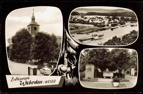 Wehrden Weser-Beverungen Mehrbild-AK mit 3 Foto-Ansichten Ortsansichten 1966
