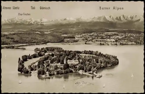 Ansichtskarte Konstanz Luftbild Insel Mainau im Bodensee 1960