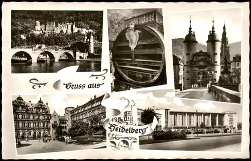 Heidelberg Mehrbildkarte mit 5 Foto-Ansichten, Ortsansichten 1966