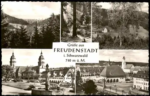Freudenstadt Schwarzwald, Mehrbildkarte mit 5 Foto-Ansichten 1960