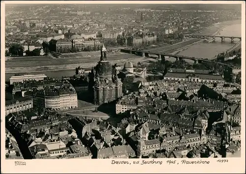 Ansichtskarte Dresden Luftbild vor der Zerstörung 1945/1961 Walter Hahn:12972