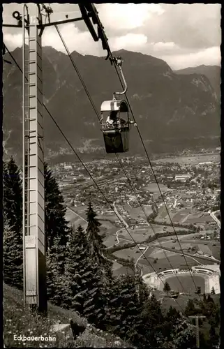 .Bayern Eckbauerbahn Bergbahn Blick zum Kramer und Skistadion 1960