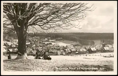 Ansichtskarte Braunlage Harz Blick v. d. Rosentalbank aus 1952