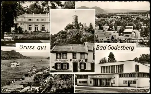 Bad Godesberg-Bonn Mehrbild-AK mit Redoute, Promenade, Stadt-Theater 1961