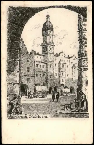 Ansichtskarte Innsbruck Stadtturm - Künstlerkarte 1928