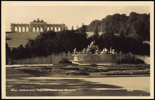 Ansichtskarte Hietzing-Wien Schönbrunn, Neptunbrunnen und Gloriette 1931