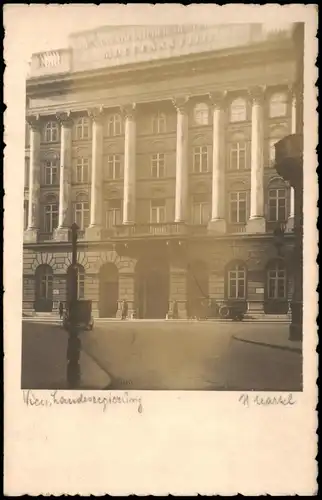 Ansichtskarte Wien Landesregierung, Bleistift Beschreibung H. Matel 1929