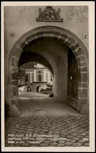 Ansichtskarte Zwettl Niederösterreich Zisterzienserstift, Eingang 1934