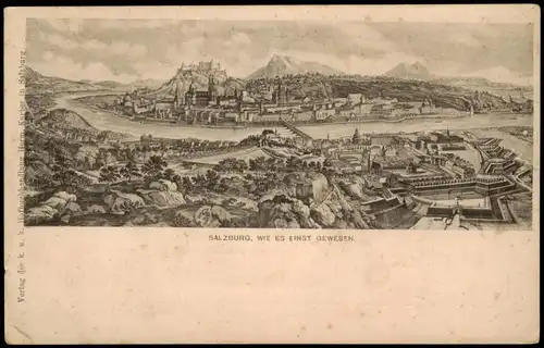Ansichtskarte Salzburg Salzburg wie es einst gewesen - Künstlerkarte 1911