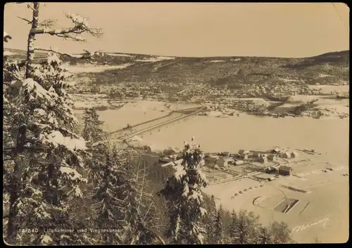 Postcard Lillehammer Stadt im Winter 1930