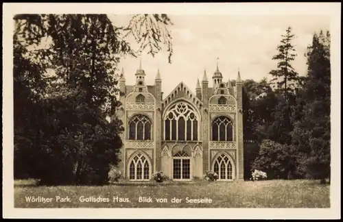 Wörlitz-Oranienbaum Gotisches Haus Blick von der Seeseite Wörlitzer Park 1954