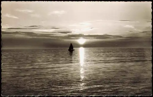 Ansichtskarte Grömitz (Holstein) Sonnenuntergang Segelboot 1962