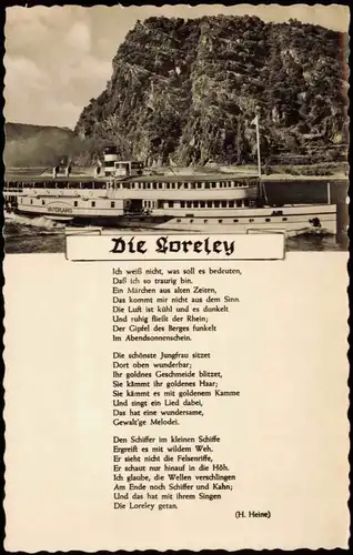 Sankt Goar Rheintal an der Loreley, Rhein-Dampfer VATERLAND 1960