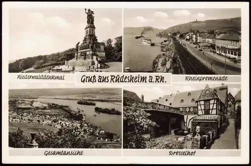 Rüdesheim (Rhein) Mehrbildkarte mit Orts-, Stadtteilansichten 1960