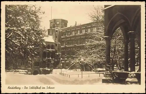 Ansichtskarte Heidelberg Heidelberger Schloss - Hof im Winter 1940