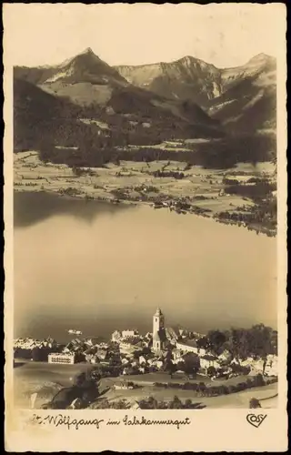 Ansichtskarte St. Wolfgang im Salzkammergut Blick über Stadt und See 1938