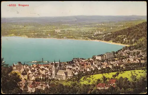 Ansichtskarte Bregenz Blick über Stadt und See 1919
