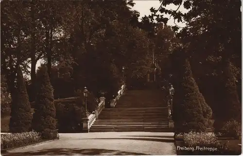 Ansichtskarte Freiberg (Sachsen) Freitreppe, Fotokarte 1932