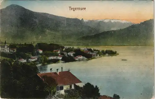 Ansichtskarte Tegernsee (Stadt) Blick auf Stadt und See 1918