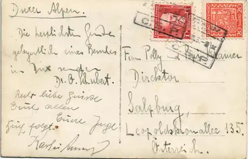 Postcard Dux Duchcov Stimmungsbild Duxer Alpen 1925 Privatfoto