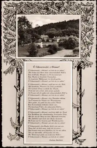 Pforzheim Umland-Ansicht mit Liedtext O Schwarzwald O Heimat 1959