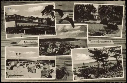Timmendorfer Strand Mehrbildkarte mit Ortsansichten und Strand 1960