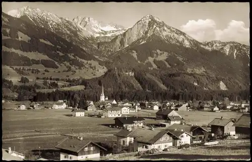 Fischen im Allgäu Panorama mit Entschenkopf, Nebelhorn und Rubihorn 1961