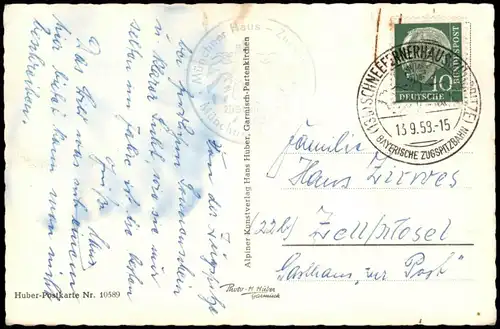 Grainau Mehrbildkarte Gruss v.d. Zugspitze - Wettersteingebirge 1959