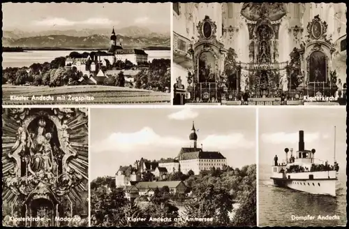 Ansichtskarte Andechs Mehrbildkarte Kloster Andechs Innen u. Außen 1959